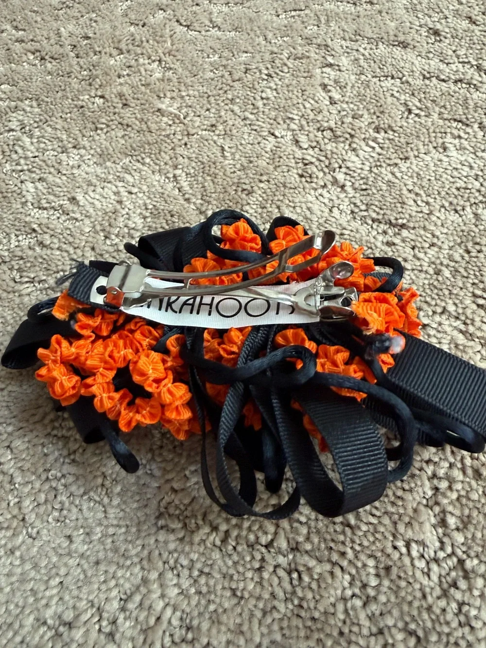 Kids Halloween Black and Orange Hair Bow